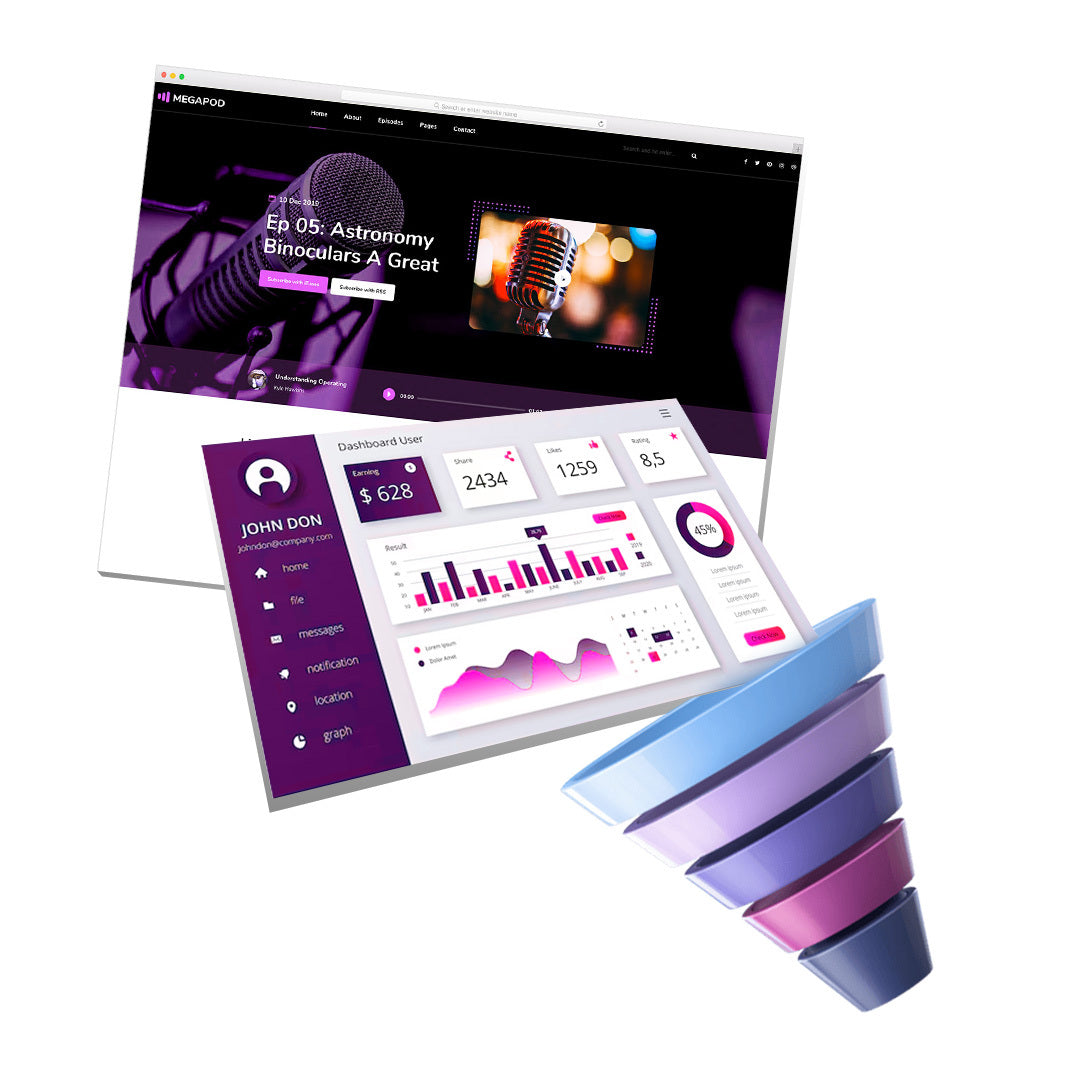 Podcast Funnel + Landing Pages + CRM